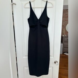Abercrombie & Fitch Black V-Neck Cutout Midi Dress